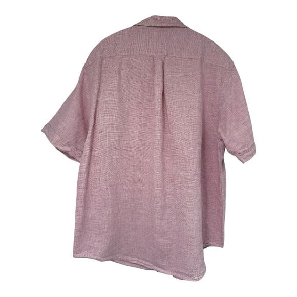 Roundtree & Yorkee Casual Male Short Sleeve Linen Cotton Button-Up Shirt Red - Picture 2 of 8